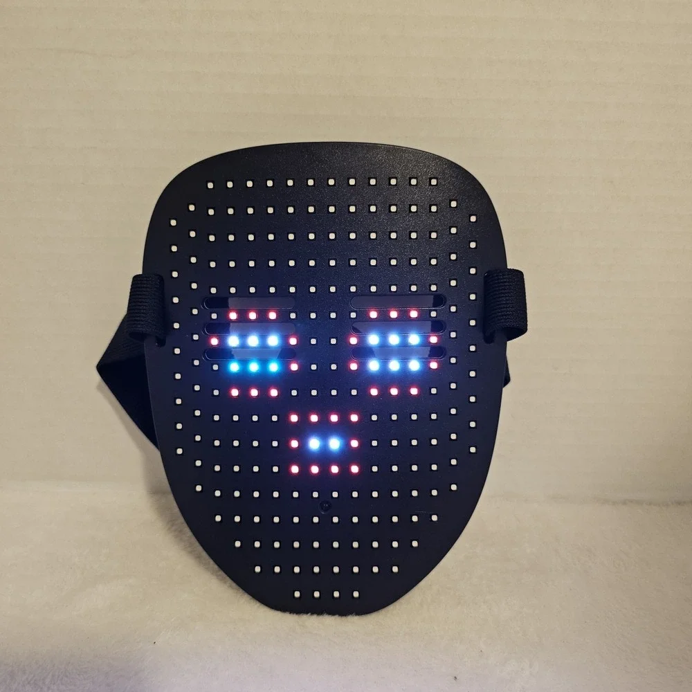 LED Face Mask - Adjustable Strap - USB Charge - Halloween Cosplay Multiple Modes